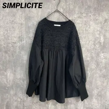 SIMPLICITE 이소재 도킹 풀오버 소매 리브 블라우스