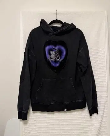 QOOZA 후드티 후드 부착 블랙 캣