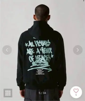 AVIREX 태깅 뉴욕 후드티 블랙