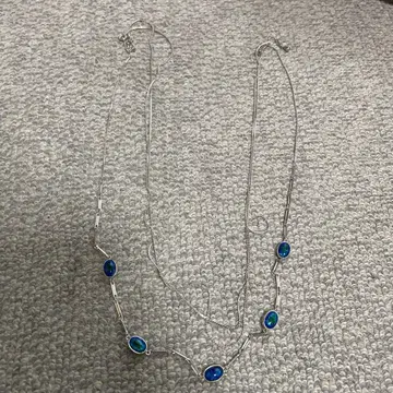 익명 배송 빈티지 실버색 파란색 보석 목걸이