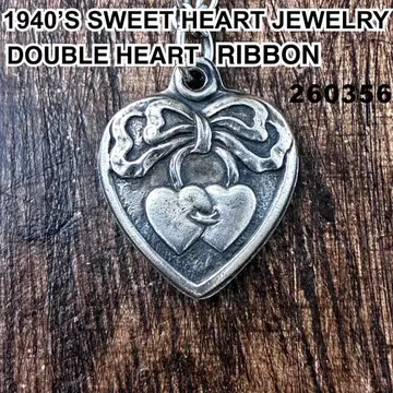스위트하트 주얼리 더블 하트 리본 실버 빈티지 목걸이
