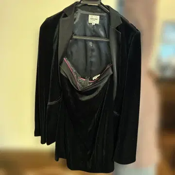 블랙 벨벳 테일러드 자켓 셋업 여성용