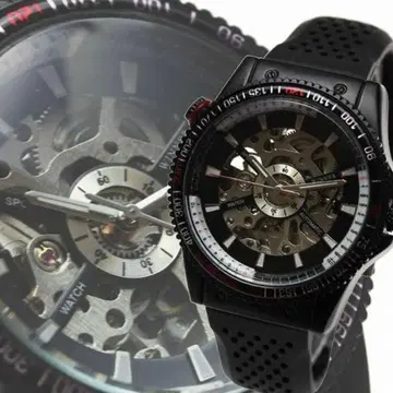 이너 다이얼 사양 풀 스켈레톤 빅 페이스 자동 와인딩 손목시계 블랙