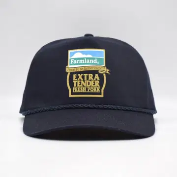 90s 빈티지 Farmland 식육 기업 네이비 컬러 자수 캡 네이비