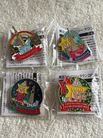 도쿄 스카이트리 핀 배지 4개 세트 크리스마스 소라카라짱 기념 2