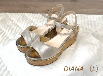 새상품급! diana 샌들 웨지솔 천연 가죽 라메 L