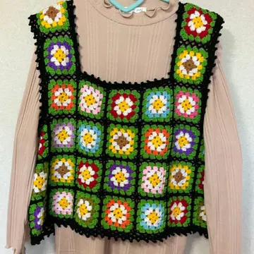 그래니 스퀘어 베스트 34 블랙 손뜨개질 모티브 뜨기