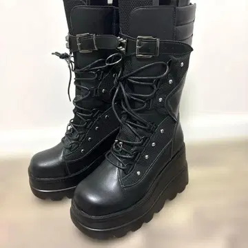 경량 통굽 펑크 디자인 롱 부츠 37 쿨 고스 지뢰계