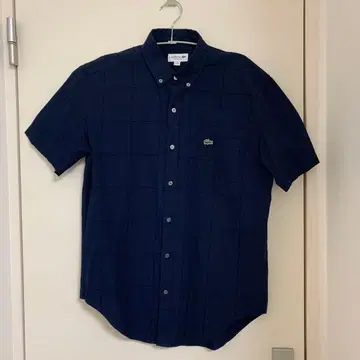 LACOSTE 반팔 셔츠 네이비 체크 S (US 사이즈)