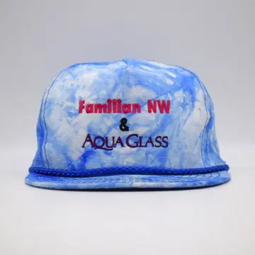 새상품급 90s 빈티지 기업 블루 타이다이 로프 포함 자수 캡 파랑