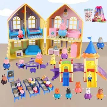 PeppaPig 완구 PeppaPig 집 놀이공원 가족 25명 교실 세트