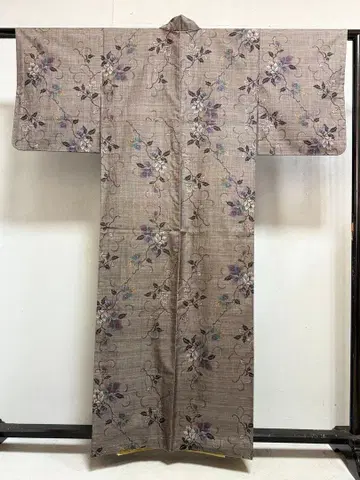 W16 고급 본장 오시마 명주 채색 꽃 문양 기모노 진흙 염색