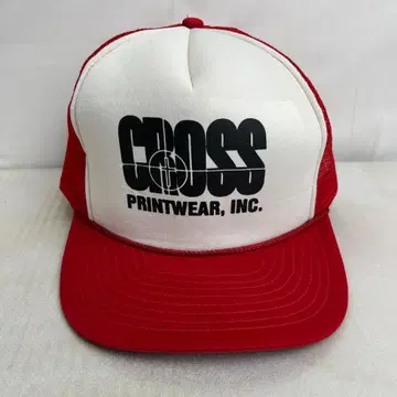 [ US 구제 의류 ] CROSS PRINTWEAR 빈티지 메쉬 캡 빨흰