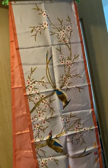 중국 롱 스카프 실크 중국화 새 벚꽃