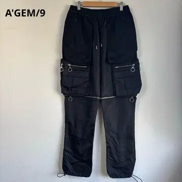 y2k opium A'GEM/9 나일론 카고 커스텀 본지티 팬츠