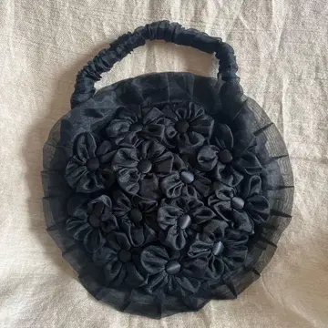 TRALALA 쉬폰 꽃 모티브 백 블랙 파티 백
