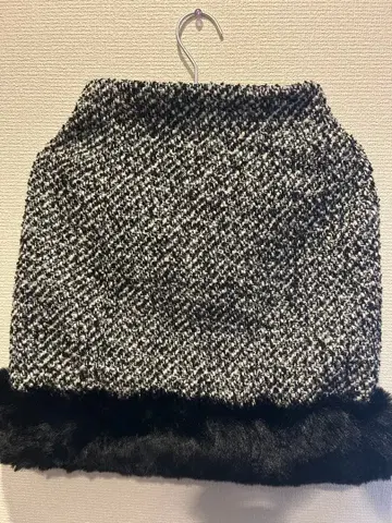 rienda 트위드 인조 모피 스코트 숏팬츠