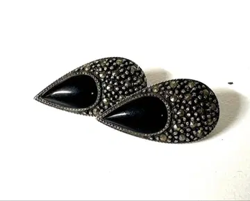 실버 925 마카사이트 귀찌 블랙스톤 앤티크풍