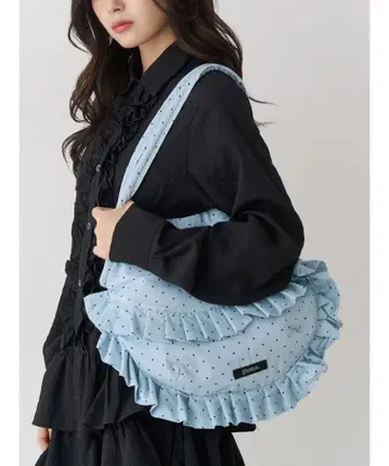 jouetie 패턴 프릴 토트백 블루 위시코어