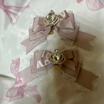 LIZLISA 헤어 액세서리 헤어핀 리본 핑크