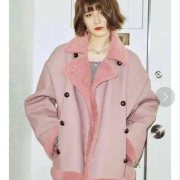 쥬에티 jouetie 핑크 무스탕풍 더블 브레스트 자켓