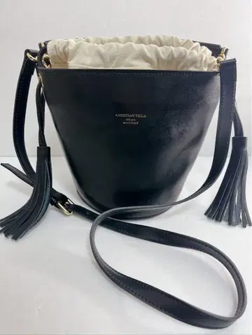 CHRISTIAN VILLA 복조리 숄더백 블랙 가죽 이태리제 새상품급