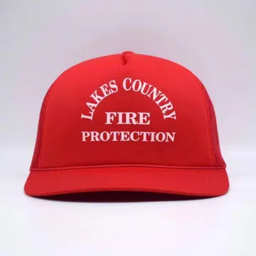 90s 한국제 USA 기업 로고 빈티지 트래커 캡 레드 빨간색