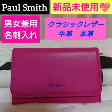 미사용 새상품 Paul Smith 명함지갑 핑크 소가죽 클래식 가죽