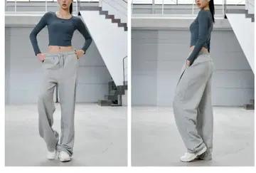 XEXYMIX 소프트 터치 턱 와이드 팬츠 멜란지 그레이 L