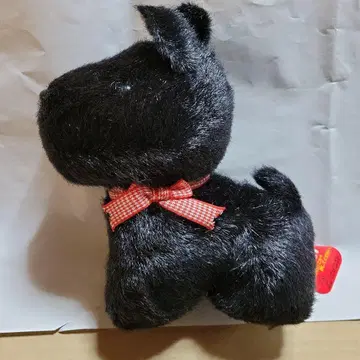 쇼와 레트로 봉제 인형 블랙 강아지 봉제 인형 울음소리 택 포함 피콜로