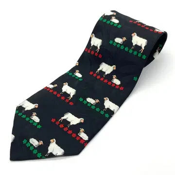 fLORENCE 넥타이 양 꽃 블랙 동물 애니멀 구제 의류 올 패턴 블랙