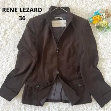 [르네레더] 더블 지퍼 자켓 아름다운 실루엣 스트레치 짙은 갈색 S