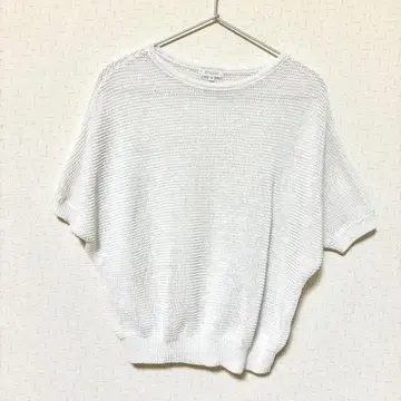 매킨토시 철학 크로 셰 뜨개질 니트 반팔 돌먼 니트 화이트