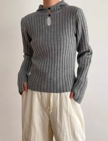 [ CANAL JEAN ] 아크 후디 리브 니트