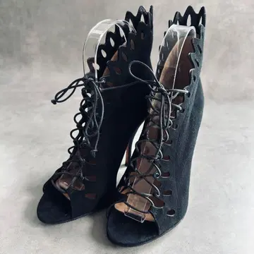 EMPORIO ARMANI 오픈토 레이스업 하이힐 펌프스