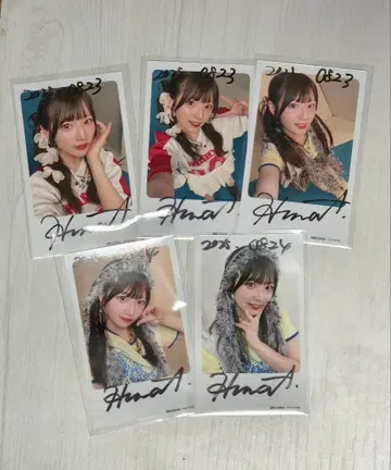 폴라로이드풍 포토 카드 아오키 히나 친필 사인 5종 풀컴프 세트