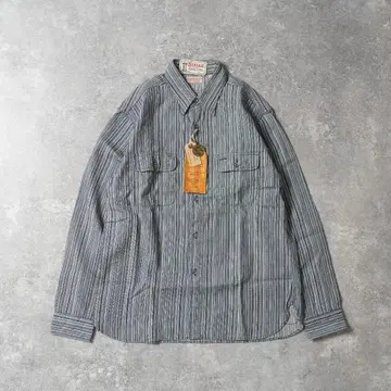 [ 미사용 ] 슈가케인 인디고 스트라이프 셔츠 사이즈 L SC29396
