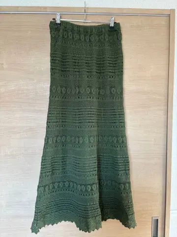 B.C STOCK 롱 스커트 레이스 크로 셰 뜨개질 머메이드 스커트 카키