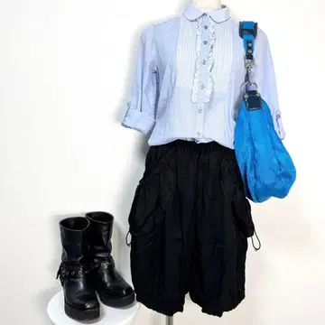 y2k 00s gomme 개더 포켓 벌룬 팬츠