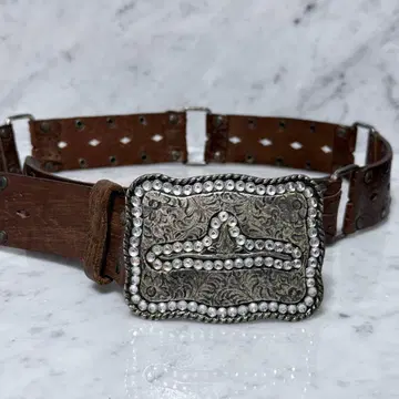 웨스턴 벨트 컨트리 vintage 천연 가죽 가죽 스터드 벨트