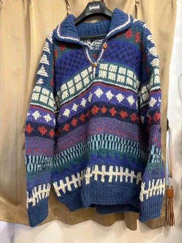 구제 의류 카우친 스웨터 니트 오버 사이즈 우라하라주쿠