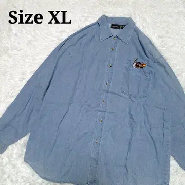 [빅 실루엣] 루니툰 데님 셔츠 자수 XL 코튼