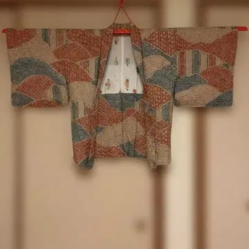 산과 파도 무늬 하오리 앤티크 하오리 시보리