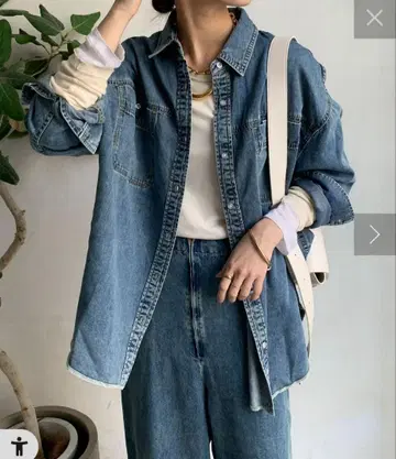 새상품 DouDou 오버 사이즈 롱 기장 데님 셔츠 데님 자켓