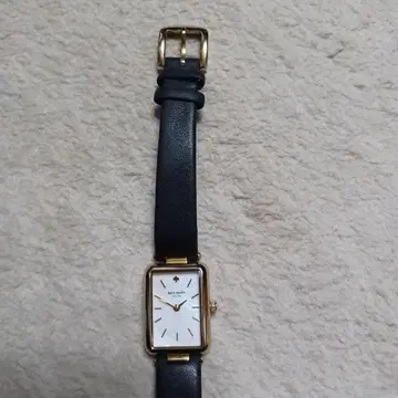 손목시계 블랙 가죽 직사각형 케이트 스페이드