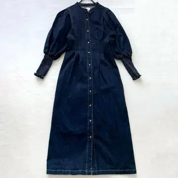 유 바이 스픽 앤 스팬 새상품급 데님 셔츠 원피스 밴드 카라 S