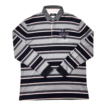 POLO 자수 로고 보더 라거 셔츠 긴팔 구제 의류