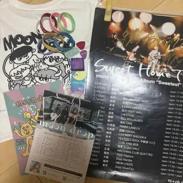 moon drop 굿즈 묶음 판매 스티커 긴팔 T 포스터 고무 밴드
