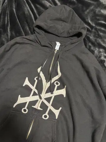 지퍼 후드티 블랙 오컬트 고딕 Y2K