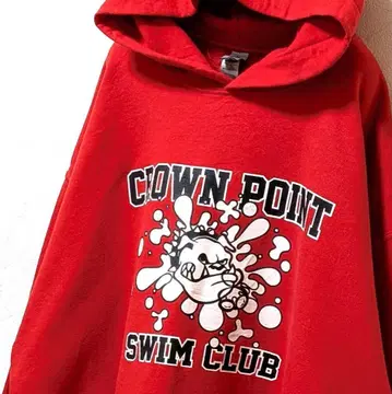 길단 크라운포인트 스윔클럽 후드 맨투맨 레드 L 구제 의류